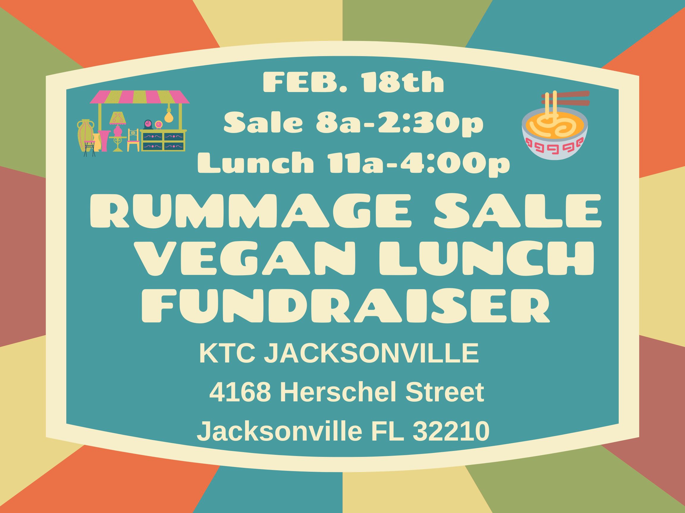 Rummage Sale & Vegan Lunch Fundraiser for KTC Jacksonville